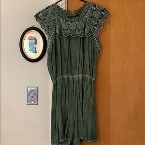 Blue Rain Green Lace Shorts Jumper/Romper